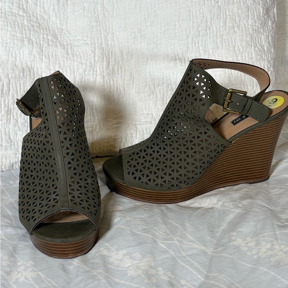 Olive Platform Wedges